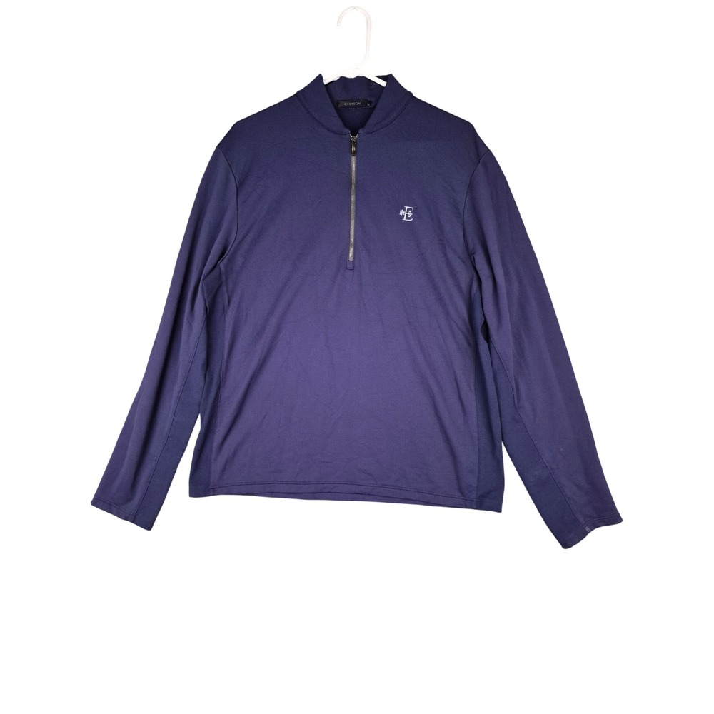 Greyson Mens Navy Blue Quarter Zip Pullover Performance Mock Neck Sweatshirt L